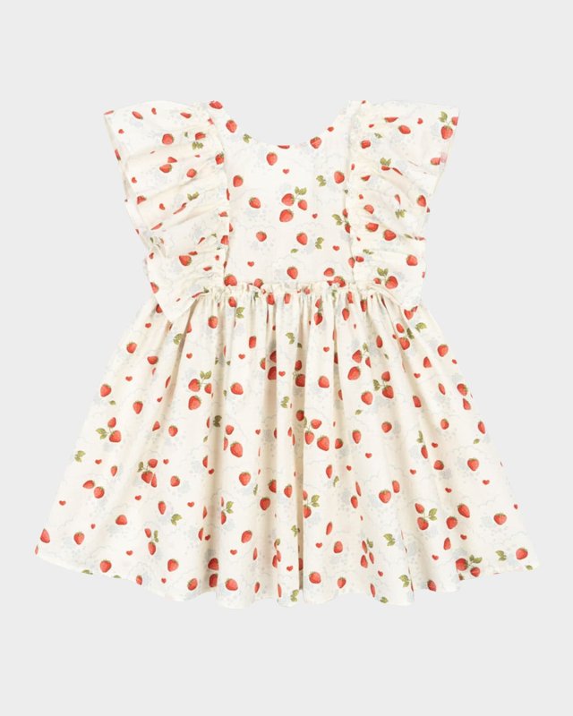 Girl's Evia Strawberry-Print Dress, Size 18M